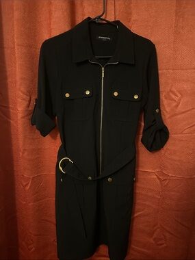 Sharagano Black Zip-Front Utility Jumpsuit